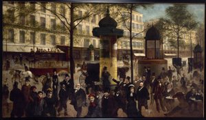 Schets voor een panorama van Boulevard Montmartre met hedendaagse Parijse persoonlijkheden, circa 1880