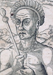 Koning Quoniambec, Brazilië (gravure)