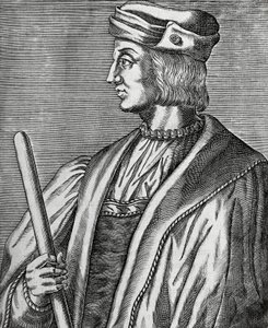 Portret van Gaston de Foix, hertog van Nemours (1489-1516), gravure uit Les Vrais pourtraits et Vies des Hommes illustres door Andre Thevet