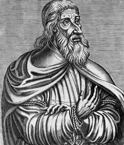 Portret van Jacques de Molay (1243-1314), Franse Grootmeester van de Tempeliers, gravure door Andre Thevet (1504-1592), gepubliceerd in 1584