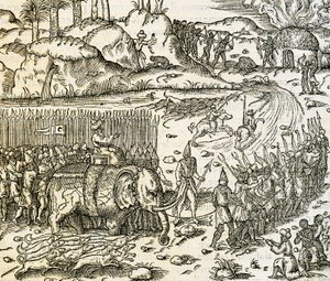 Het koninkrijk Sofala, thuisbasis van de goudmijnen van Mozambique, gravure uit Universal Cosmology door Andre Thevet