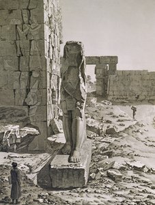 Uitzicht op de Kolossus bij de ingang van de hypostyle zalen van het paleis in Karnak, Thebe, plaat 20 uit Vol III van 