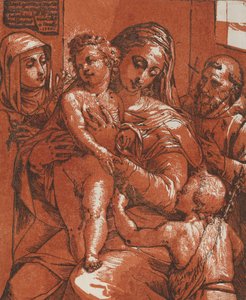 Madonna en Kind Begeleid door Heiligen, 1585