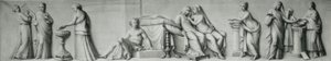 Een grisaille paneel met scènes gebaseerd op het Aldobrandini-huwelijk door Andrea Casali