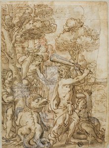 Hercules die de Slang Ladon Doodt in de Tuin van de Hesperiden door Andrea Lilio