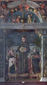 Sint Bernardinus van Siena met Engelen door Andrea Mantegna