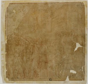 Studie voor de Triomfen van Julius Caesar: Canvas No. I door Andrea Mantegna