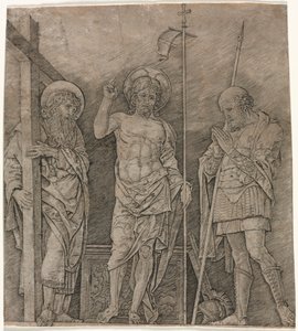 De verrezen Christus tussen St. Andreas en Longinus door Andrea Mantegna
