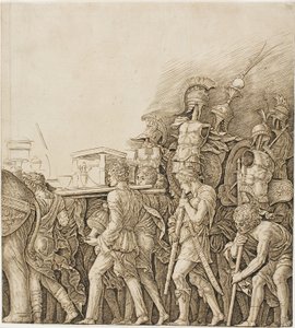 Triomf van Caesar: Soldaten die Trofeeën Dragen door Andrea Mantegna