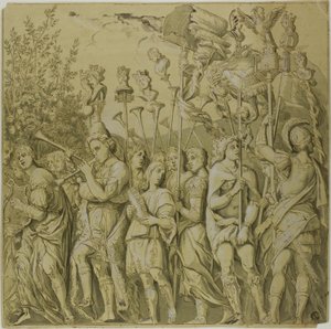 Triomfen van Julius Caesar: Canvas Nr. VII door Andrea Mantegna