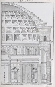 Dwarsdoorsnede van het Pantheon, illustratie uit een facsimile kopie van 