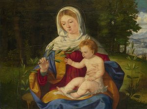 Madonna en kind met olijftak