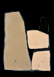 Beige en zwart, abstracte vormen door Andrea Reichhart