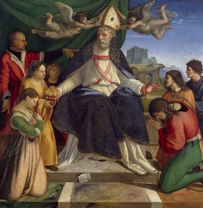 Sint Nicolaas van Bari op de troon door Andrea Sabatini