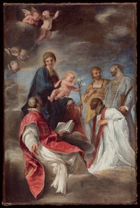 De Madonna en Kind met Heiligen Ignatius van Loyola, Franciscus Xaverius, Cosmas en Damianus