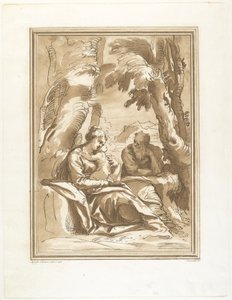 Rust tijdens de Vlucht naar Egypte door Andrea Scacciati after Agostino Carracci