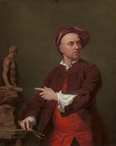 John Michael Rysbrack modelleert zijn terracotta standbeeld van Hercules
