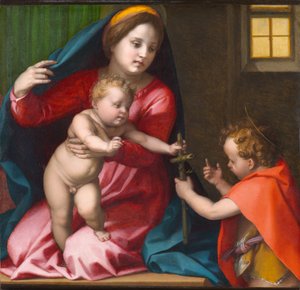 Madonna en Kind met Sint Johannes de Doper, circa 1528 door Andrea del Sarto