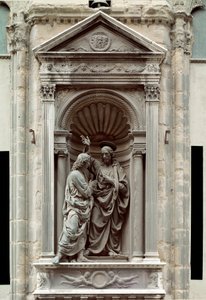 De ongeloof van St. Thomas bronzen beeldhouwwerk door Andrea di Francesco di Cione, genaamd il Verrocchio (1435-1488) Florence, Chiesa di Orsanmichele door Andrea del Verrocchio