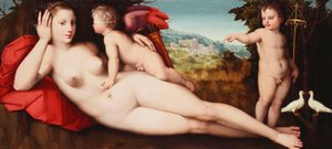 Venus met heilige en profane liefde door Andrea di Alessandro Bresciano