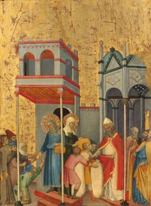 Joachim en Anna geven voedsel aan de armen en offers aan de tempel