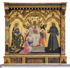 Madonna van de Cintola met Sint Catharina en Franciscus door Andrea di Giusto Manzini