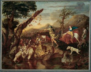 Auszug Jakobs nach Kanaan - Jakob vertrekt naar Kanaan ... (schilderij op doek)