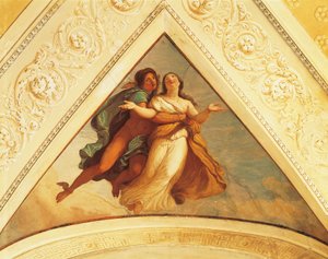 Bezel met Mercurius, fresco door Andrea Appiani, Villa Reale, Monza, Italië