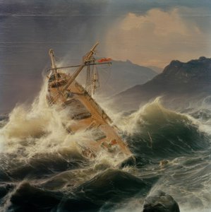 Een zeestorm aan de Noorse kust