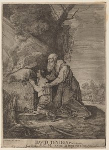 Het offer van Isaac door Andreas Altomonte, after David Teniers the Younger