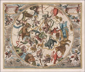 1660 hemelkaart - Haemisphaerium Stellatum Boreale Antiquum door Andreas Cellarius