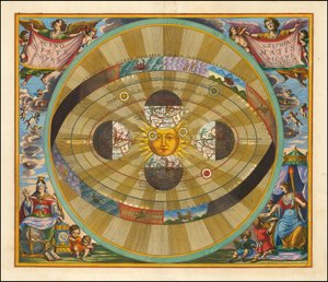 1661 Grafiek van Cellarius ter illustratie van een heliocentrisch model van het heelal, zoals voorgesteld door Nicolaus Copernicus door Andreas Cellarius
