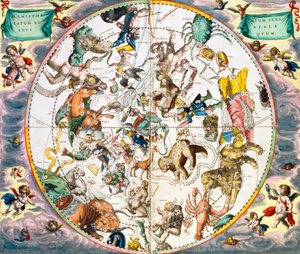 Hemels planisfeer met de tekens van de dierenriem, 1660-1661