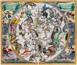 Kaart van het zuidelijke hemelhalfrond, 1660-1661
