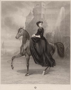 Portret van Elisabeth van Beieren te paard, 1853 door Andreas Johann Fleischmann