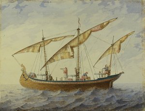 Toneelontwerp voor het ballet Corsair door A. Adam, 1863