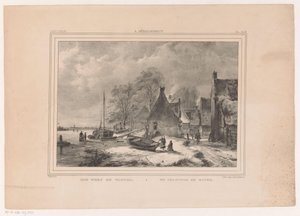 Bevroren rivier bij dorp