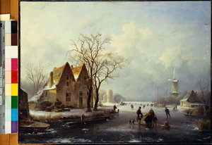 Schaatsers in een Bevroren Winterlandschap
