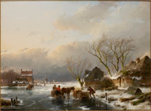 Winterlandschap met een bevroren rivier, 1847