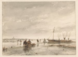 Winterlandschap met bevroren meer