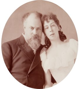 Portret van de kunstenaar Konstantin Yegorovich Makovsky met zijn vrouw door Andrei Osipovich Karelin
