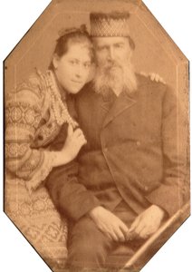 Portret van de dichter Yakov Petrovich Polonsky met dochter Natalia door Andrei Osipovich Karelin