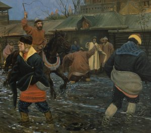 Zeventiende-eeuwse Moskou Straat op een Feestdag door Andrei Petrovich Ryabushkin