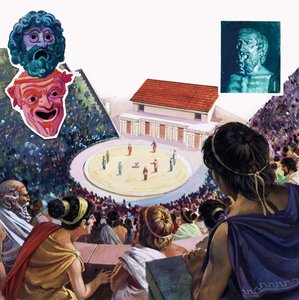 Grieks theater (gouache op papier)