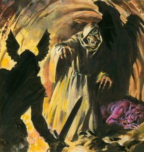 Scène uit Beowulf (gouache op papier) door Andrew Howat
