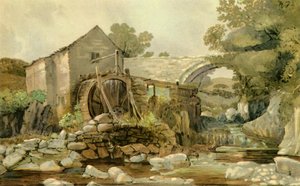 Mill Bridge en waterval, begin-midden 19e eeuw, 1947 door Andrew Hunt