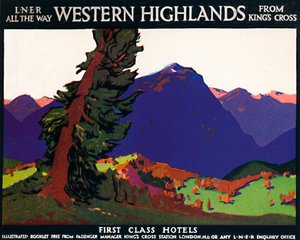 Western Highlands - Eerste klas hotels - Britse poster, ca 1926