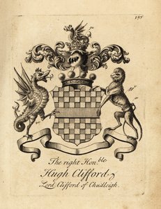 Wapen van de Zeer Eerwaarde Hugh Clifford, Heer Clifford van Chudleigh, 2e Baron Clifford van Chudleigh (1663-1730) door Andrew Johnston