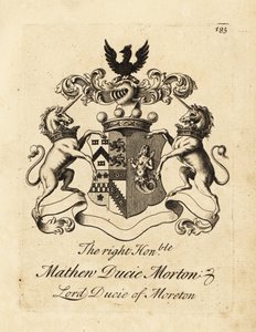 Wapen van de Hooggeachte Mathew Ducie Morton, Lord Ducie van Moreton door Andrew Johnston
