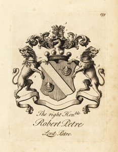 Wapen van de Zeer Eerwaarde Robert Petre, Heer Petre, 8e Baron Petre door Andrew Johnston
